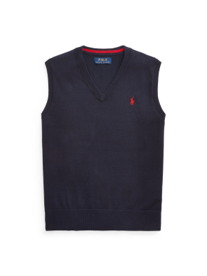 Cotton V-neck Sweater Vest