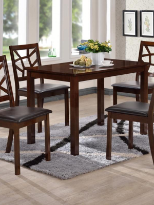 Oliwier Black Leather Contemporary 5-piece Dining Table Set