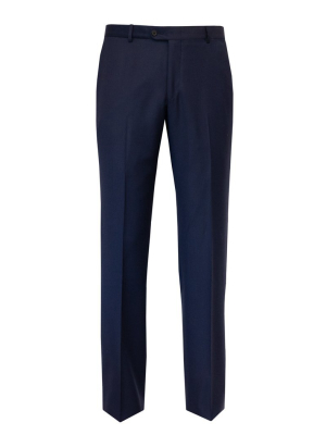 Bright Blue Wool Flat Front Trousers