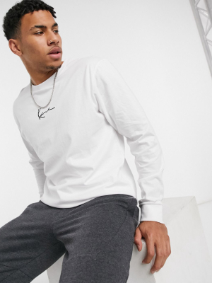 Karl Kani Signature Small Logo Long Sleeve Top In White