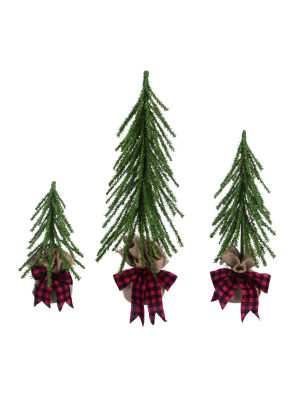 Transpac Artificial 24 In. Green Christmas Tabletop Tree Set Of 3