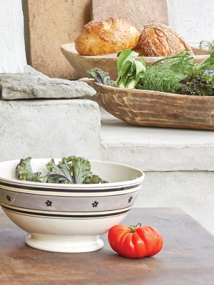 Hand-painted Still-life Serving Bowl In Grey