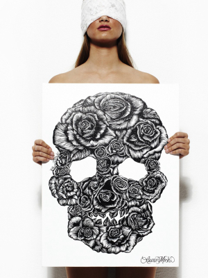 Canvas Skull Rose Art