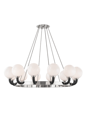 Hudson Valley Lighting Werner 12-bulb Pendant - Polished Nickel & Black & Opal