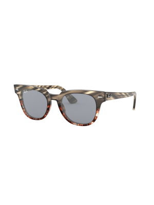 Ray-ban Rb2168 1254y5 Unisex Square Lifestyle Sunglasses Striped Grey Gradient Brown