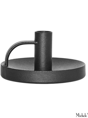 Low Candle Holder Black Metal