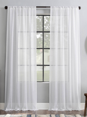 Slub Textured Linen Blend Light Filtering Curtain Panel - Archaeo