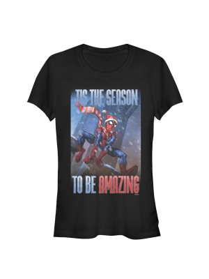 Junior's Marvel Amazing Santa Spider-man T-shirt