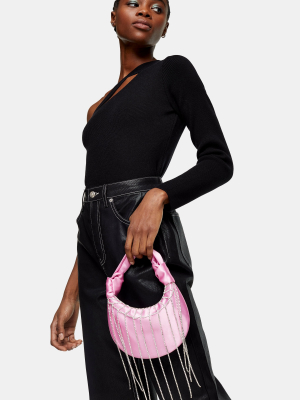 Pink Satin 90s Diamante Shoulder Bag