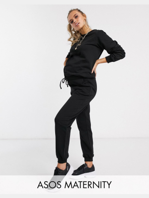 Asos Design Maternity Tracksuit Ultimate Sweat / Jogger With Tie In Organic Cotton