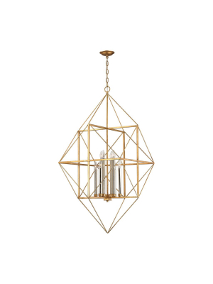 Connexions 8 Light Pendant In Antique Gold & Silver Leaf Design By Bd Fine Lighting