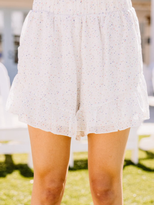 She's Got A Way Ivory White Polka Dot Shorts