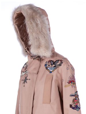 Valentino Embroidered Concealed Zip-front Jacket