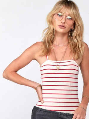 Marley Bodysuit (red Stripe Rib)