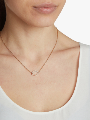 Bell Diamond Rock Crystal Hexagon Necklace