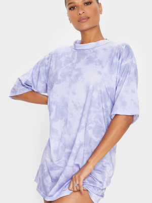 Lilac Tie Dye Oversized Boyfriend T Shirt Dress