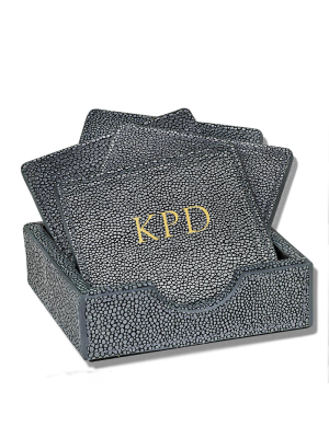 Leather Rectangle Shagreen Coasters