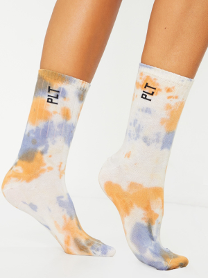 Prettylittlething Orange Multi Tie Dye Socks