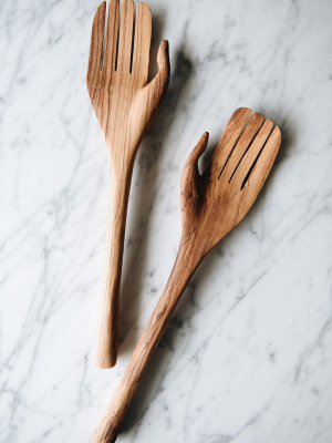 Connected Goods Olive Wood Hand Salad Servers