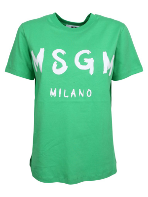 Msgm Logo Print Crewneck T-shirt