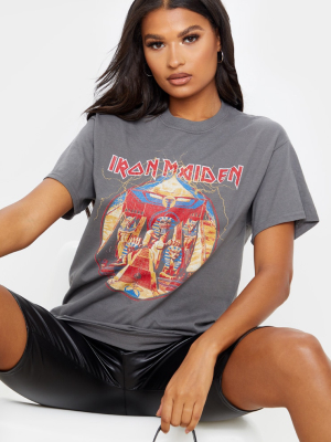 Grey Iron Maiden Egypt Print T Shirt