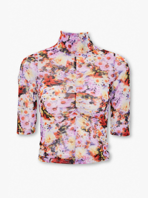 Ruched Floral Print Top