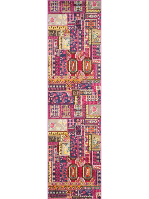 Monaco Patchwork Pink/multi Runner Rug