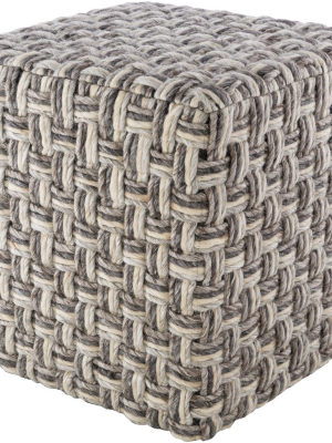 Cordoba Hand Woven Pouf In Charcoal