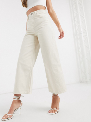 Asos Design Premium Wide Leg Jean In Ecru