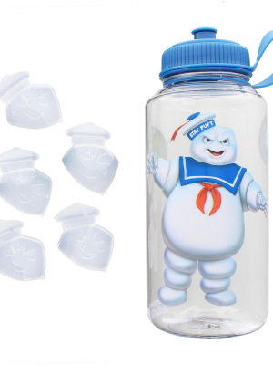 Just Funky Ghostbusters Stay Puft 32oz Plastic Water Bottle W/ Ice Cube Molds