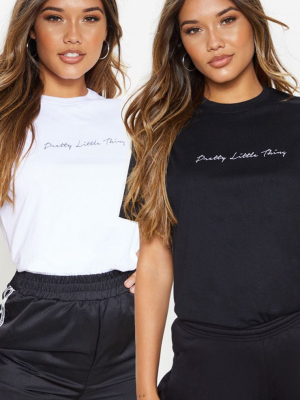 Prettylittlething 2 Pack Black & White Slogan...