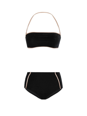 Cavaliere Velvet Hot Pants Bikini With Gold Detail