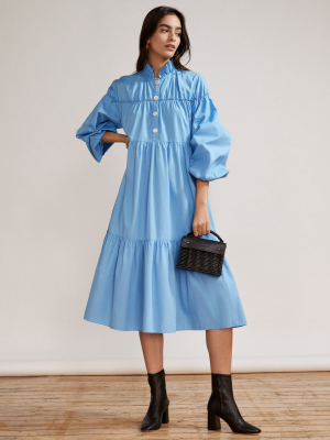 Betty Blue Frill Collar Smock Dress