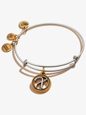 Initial X Charm Bangle, Two-tone