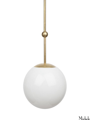 Brass Ball And Glass Globe Pendant Light 10 Inch