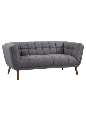 Phantom Mid-century Modern Sofa In Dark Gray Linen And Walnut Legs - Armen Living