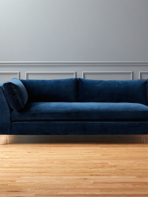 Decker Left Arm Blue Velvet Sofa