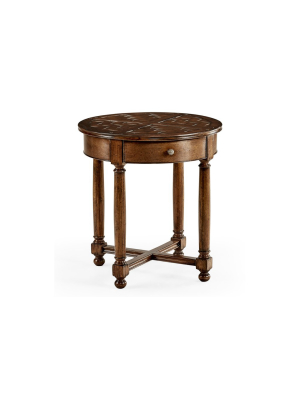 Round Parquet Topped Side Table