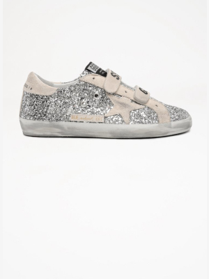 Golden Goose Old School Glitter Upper Suede Stripes Star And Heel