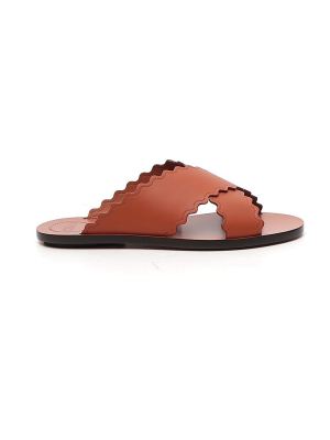 Chloé Scalloped Edge Crossover Sandals