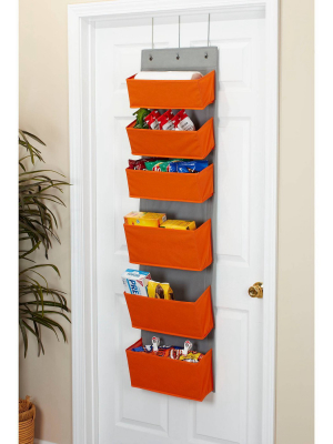 Household Essentials 6 Pocket Over The Door Organizer Orange