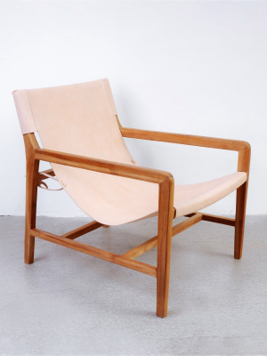 Sunniva Teak Leather Sling Chair