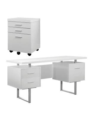 Monarch 60 Inch Office Computer Desk W/ Filing Drawer & 3 Drawer Filing Cabinet