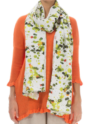 Green Splash Linen Scarf