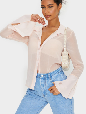 Nude Sheer Chiffon Shirt