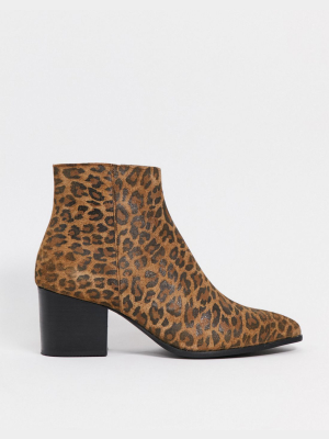 Asos Design Heeled Chelsea Boots With Pointed Toe In Leopard Print