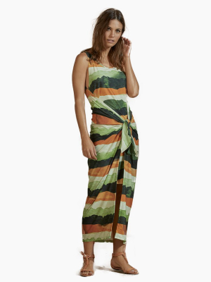Jersey Long Dress - Safari Stripe Print
