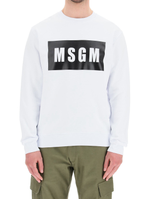 Msgm Logo Box Printed Sweatshirt