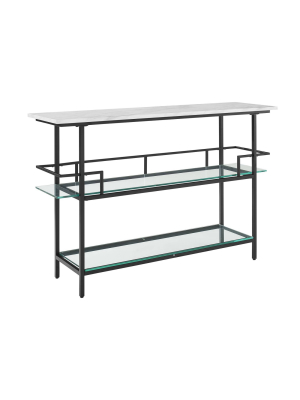 Aimee Bar With Faux Marble Top Matte Black - Crosley
