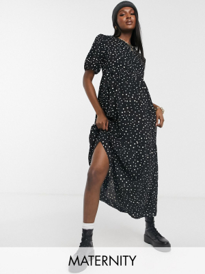 Missguided Maternity Maxi Smock Dress In Black